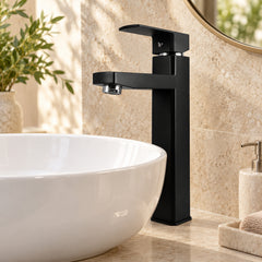 Grifería Monocontrol Alta Negra Para Lavamanos 31 Cm