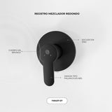 Registro Mezclador para Ducha Negro con Escudo de 14 cm - foto oficial 2