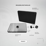 Regadera Rectangular Negra 25 × 17 cm — fotografía oficial 2