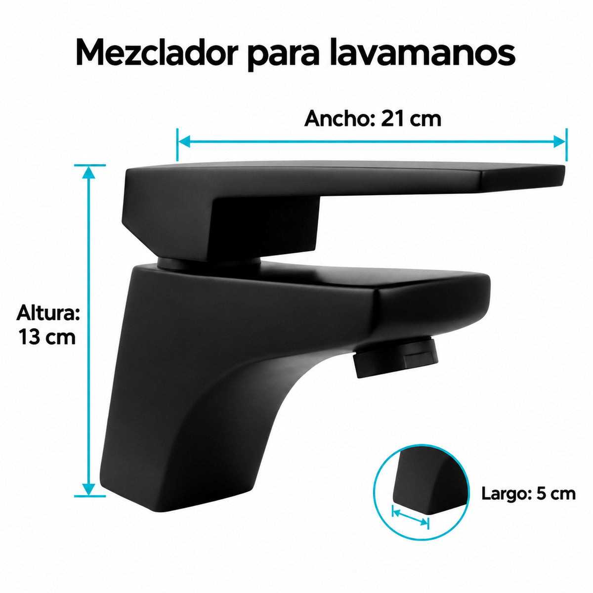 Mezclador Bajo para Lavamanos Negro 21 cm - información del producto 3