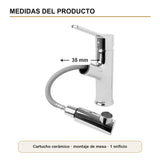 Ficha técnica del mezclador con cartucho cerámico de 35 milímetros