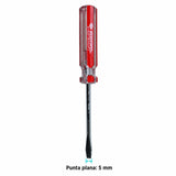Medidas de Destornillador Plano de 5 mm con Mango Rojo