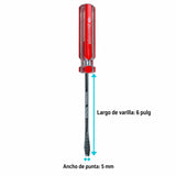 Medidas de Destornillador Plano de 5 mm x 6 Pulgadas
