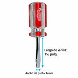 Medidas de Destornillador Plano de 6 mm x 1½ Pulgadas