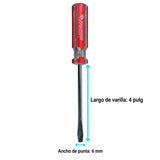 Medidas de Destornillador Plano de 6 mm x 4 Pulgadas