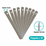 Medidas de Juego de 10 Cuchillas para Bisturí de 9 mm
