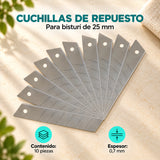 Características de Juego de 10 Cuchillas para Bisturí de 25 mm