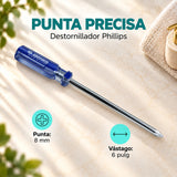 Destornillador Phillips Imantado de 8 mm x 6 Pulgadas — características