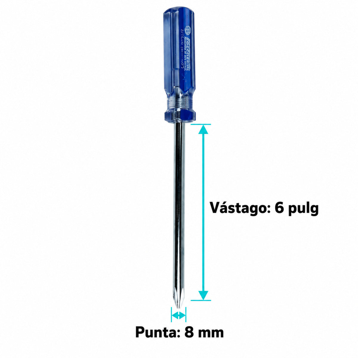 Destornillador Phillips Imantado de 8 mm x 6 Pulgadas — medidas verificadas