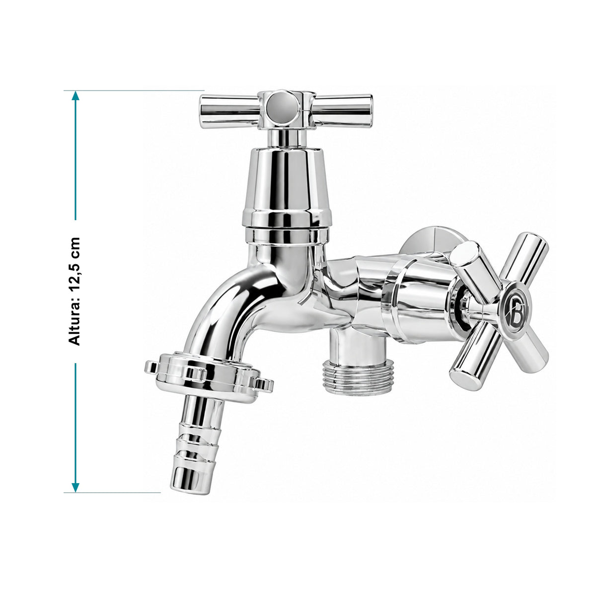 Altura total de la llave doble para lavadora: 12,5 cm