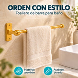 Toallero de barra para baño en aluminio dorado con características