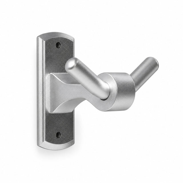 Perchero doble para baño en aluminio silver sobre fondo blanco