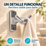 Perchero doble para baño en aluminio silver con características