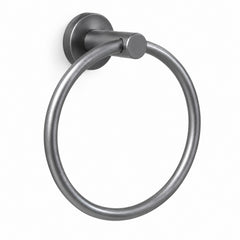 Toallero de aro para baño en aluminio gris
