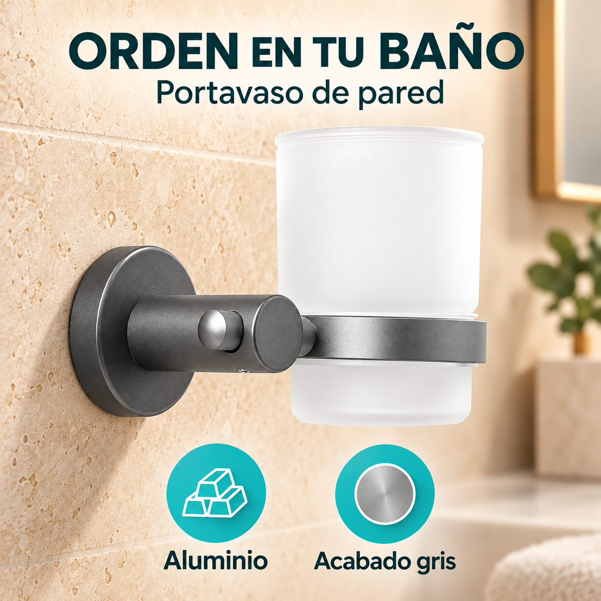 Portavaso De Pared En Aluminio Gris — imagen 4
