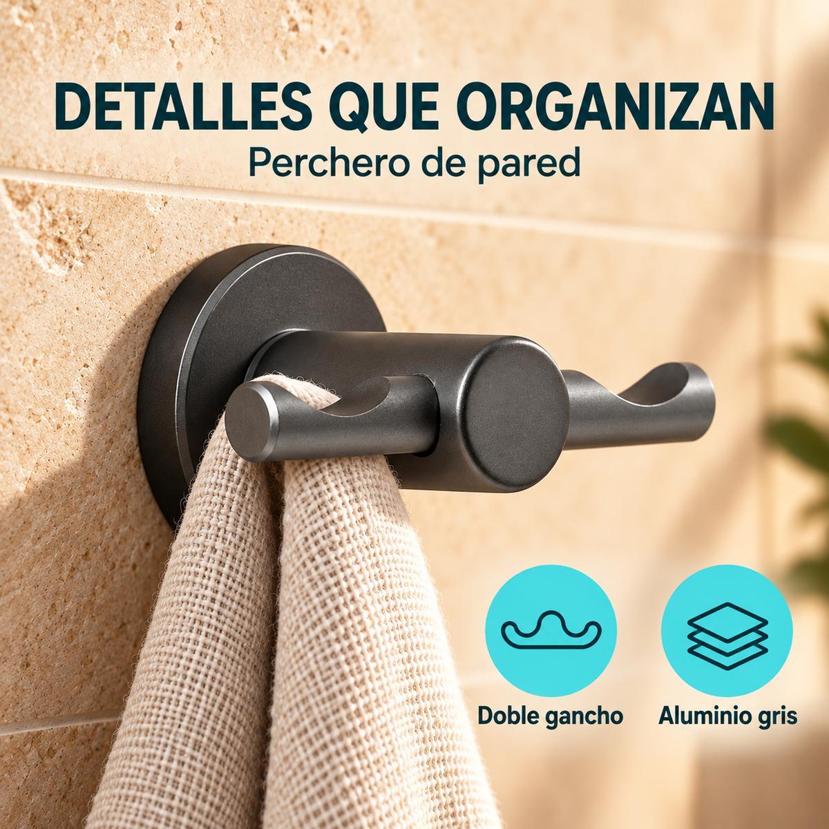 Perchero Doble De Pared En Aluminio Gris — imagen 4
