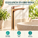 Mezclador Alto para Lavamanos Oro Rosa 31,5 cm — características