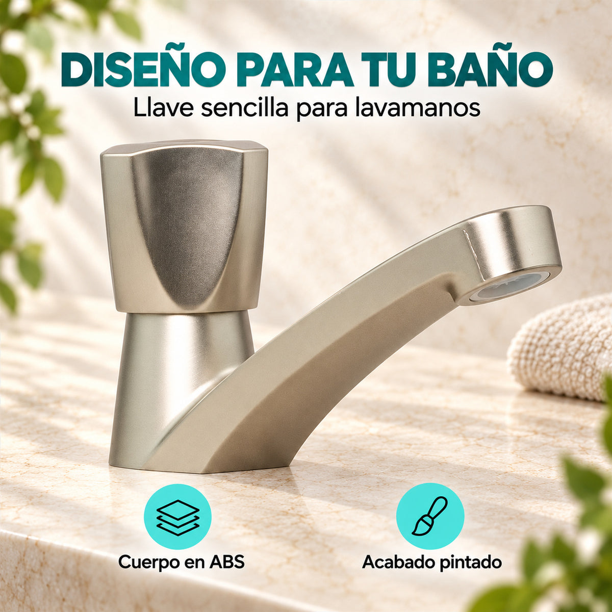 Llave Sencilla para Lavamanos en ABS - características