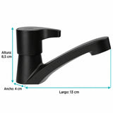 Llave Sencilla Baja para Lavamanos Negro Mate 13 cm — medidas