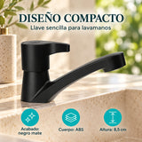 Llave Sencilla Baja para Lavamanos Negro Mate 13 cm — características