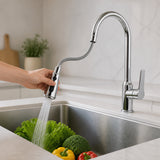 Mezclador cromado extraíble para cocina - imagen 1