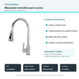 Ficha técnica del mezclador extraíble para cocina