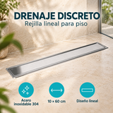 Rejilla lineal de acero inoxidable en ambiente de baño