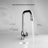 Mezclador Monocontrol Alto Cromado con Acoples de 60 cm - foto oficial 2