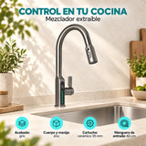 Mezclador extraíble para cocina gris con cartucho cerámico - características