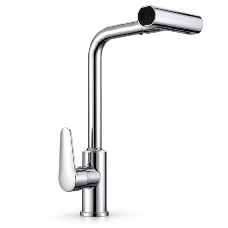 Mezclador monomando de cocina en acero inoxidable cromado de 2 chorros