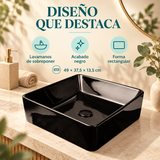 Características del lavamanos rectangular negro