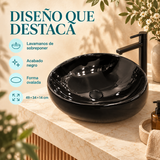 Características del lavamanos ovalado negro