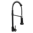 Mezclador Monocontrol Espiral para Lavaplatos Negro Mate en fondo blanco