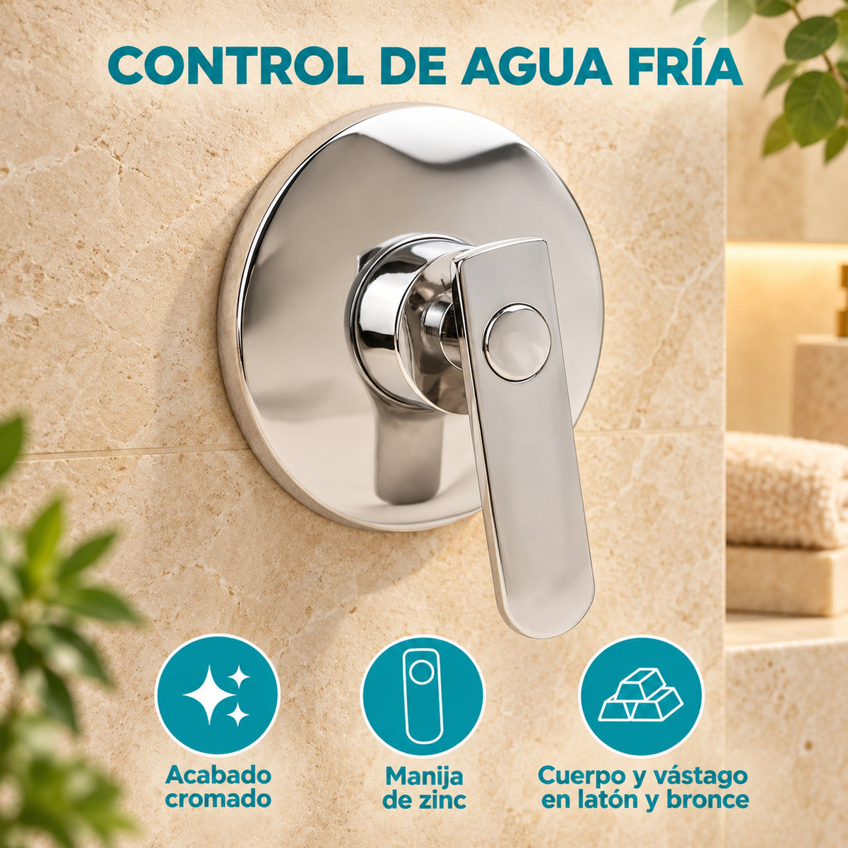 Registro De Ducha Para Agua Fría Cromado — características