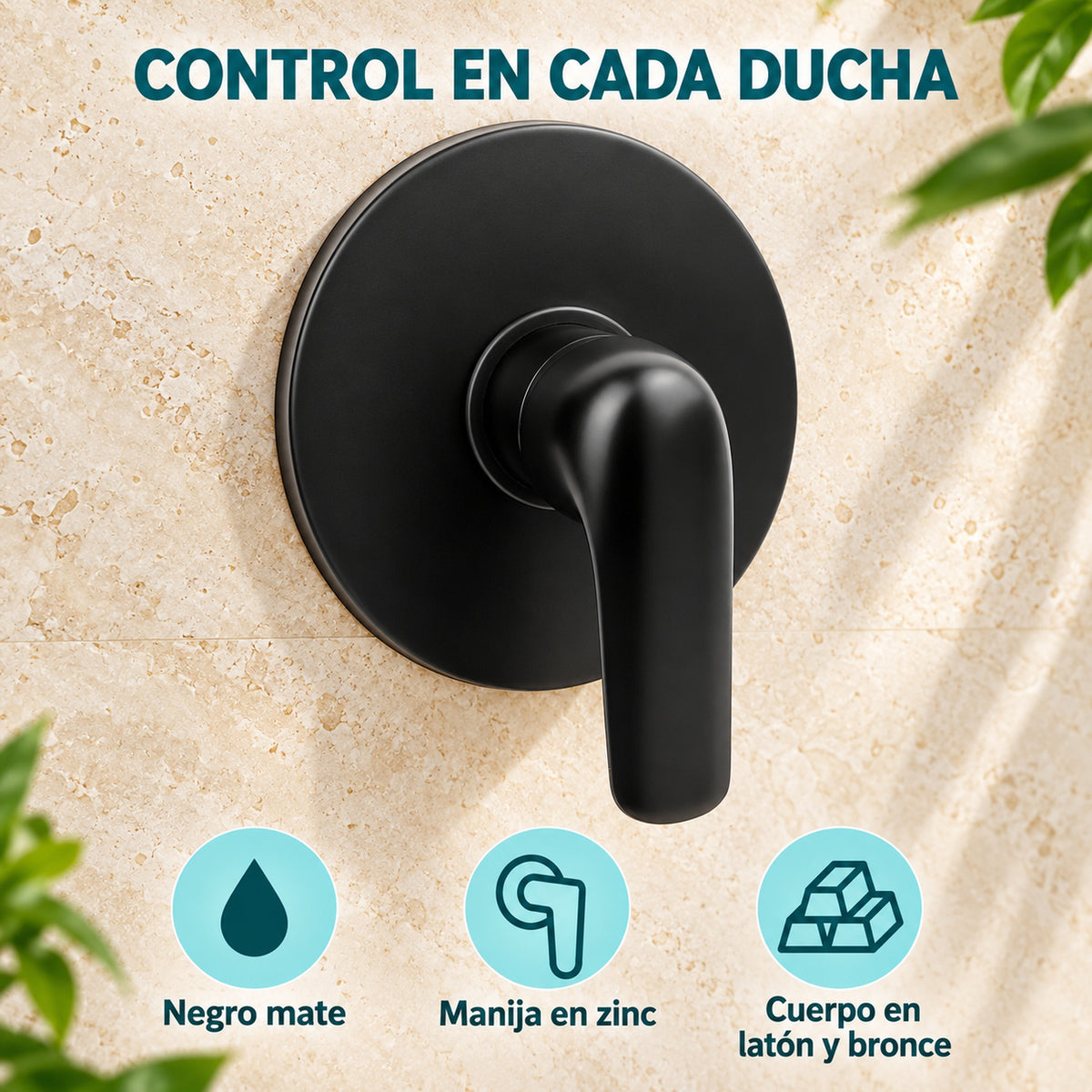 Registro Monocontrol Redondo Para Ducha Negro Mate — características