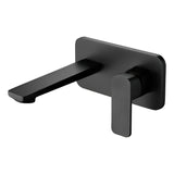 Grifería Lavamanos de Pared Negra Cuadrada Monocontrol | Diseño Moderno Mate
