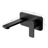 Grifería Lavamanos de Pared Negra Cuadrada Monocontrol | Diseño Moderno Mate