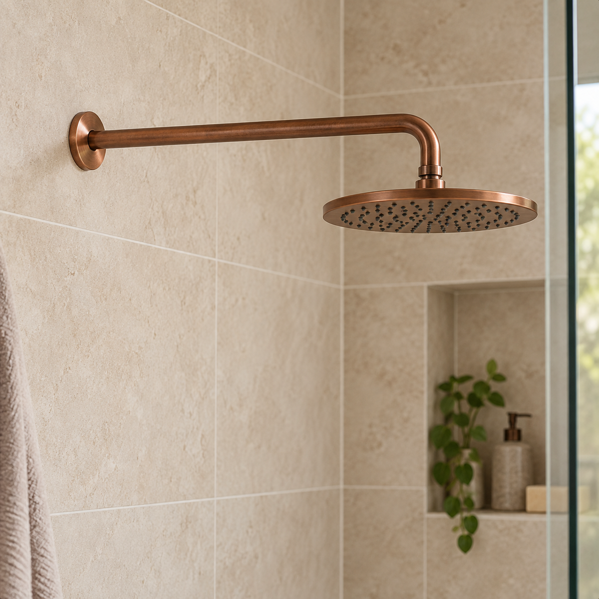 Tubo De Extensión Para Ducha Cobre De 40 Cm Con Escudo: segunda ambientación