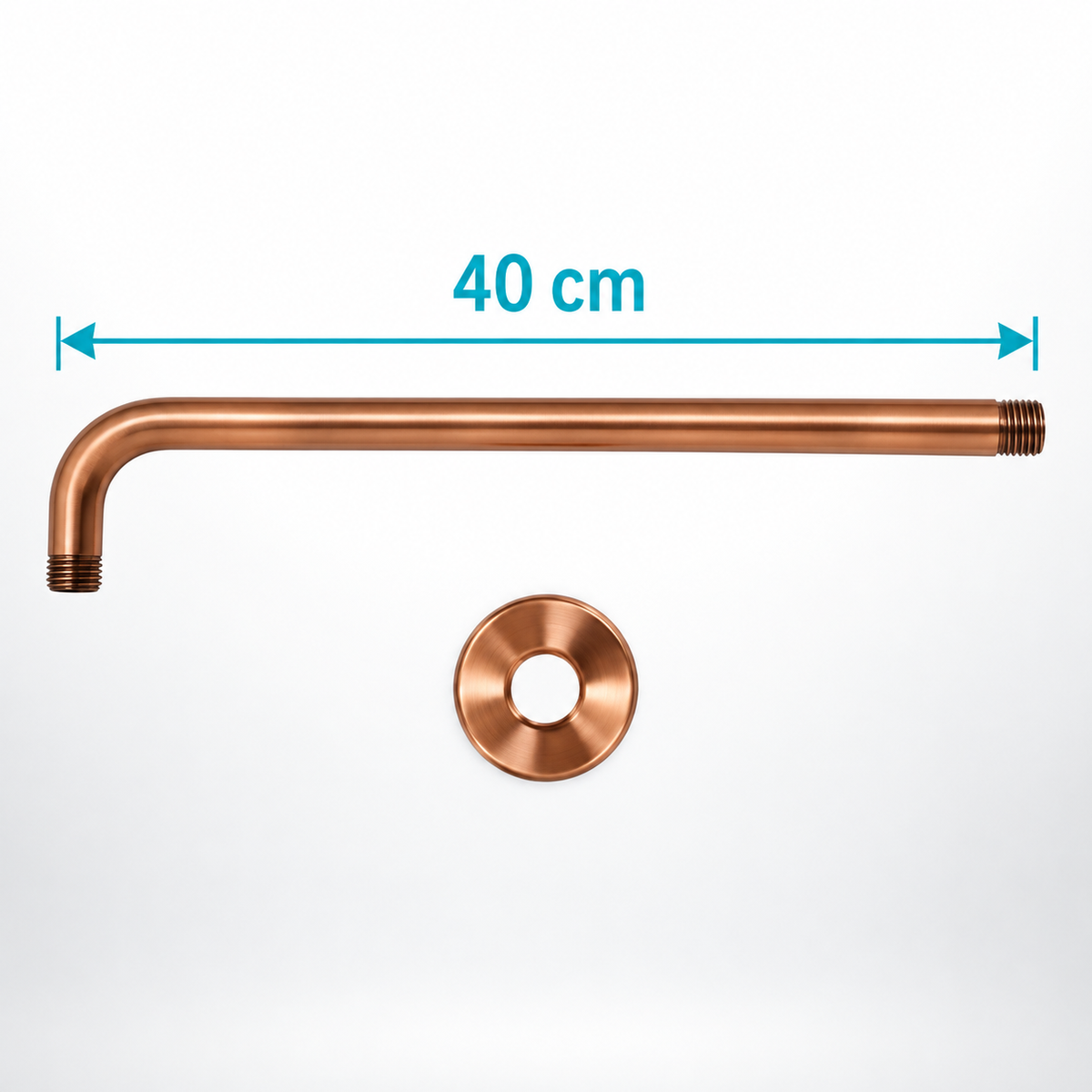 Tubo De Extensión Para Ducha Cobre De 40 Cm Con Escudo: medida de 40 cm