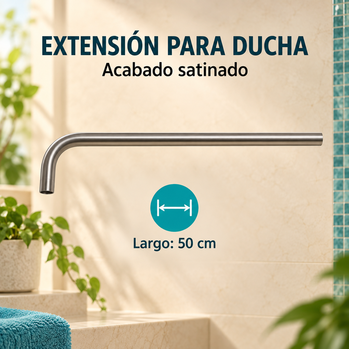Tubo extensor satinado para ducha de 50 cm — 03-detalle