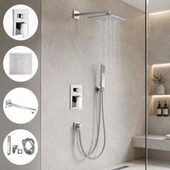 Combo Ducha Cromada Monocontrol + Regadera 20 × 20 cm + Brazo 40 cm + Teleducha