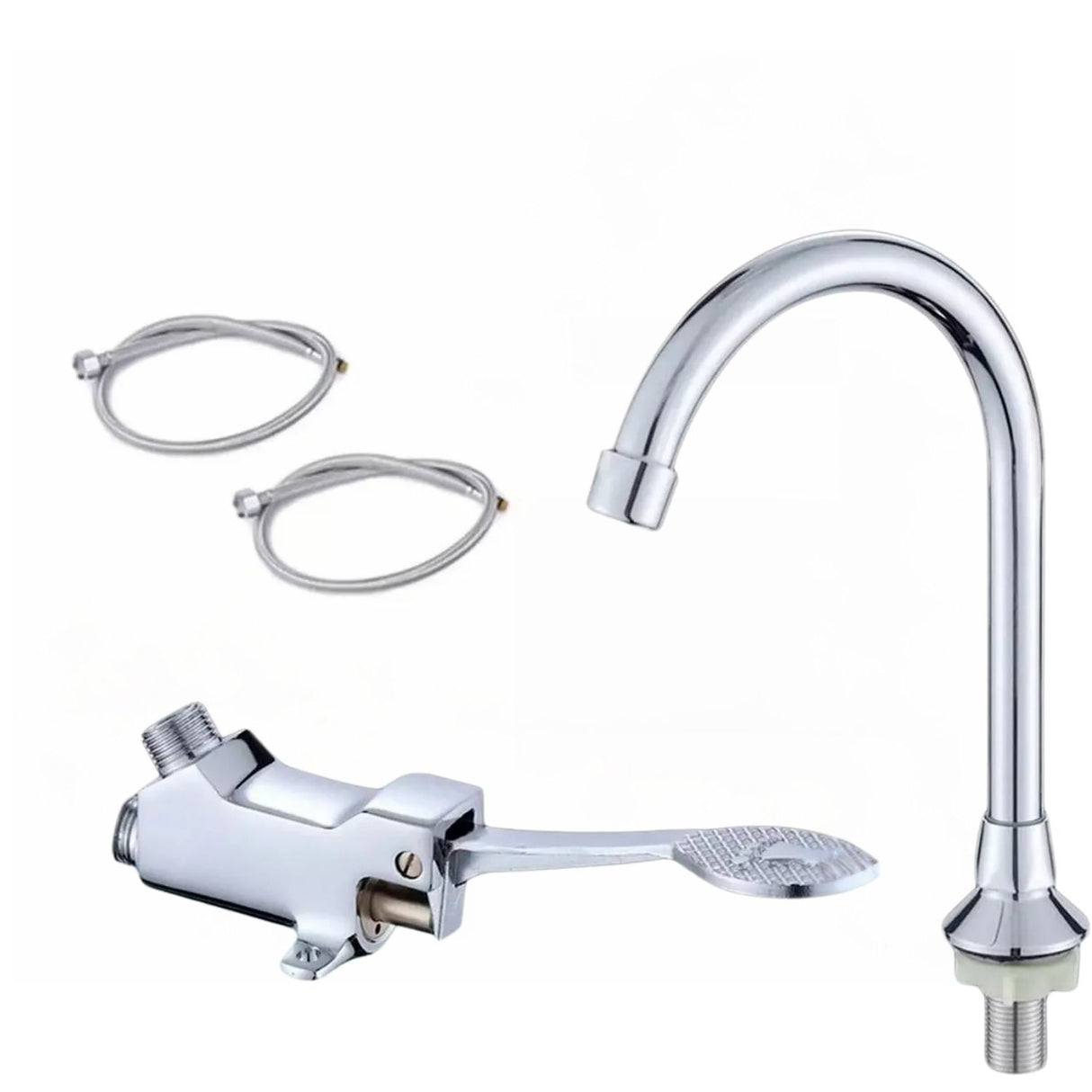 Set Griferia Pedal Lavamanos Porcelana Blanco 30x30 Deságües