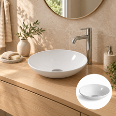 Lavamanos Sobreponer En Porcelana Redondo Blanco 28 X 28 Cm
