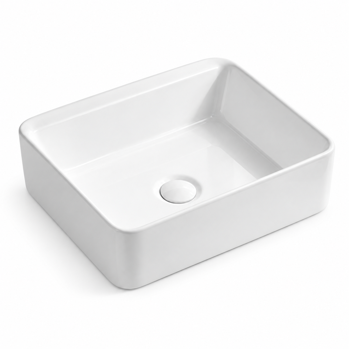 Lavamanos rectangular blanco, vista de producto limpia