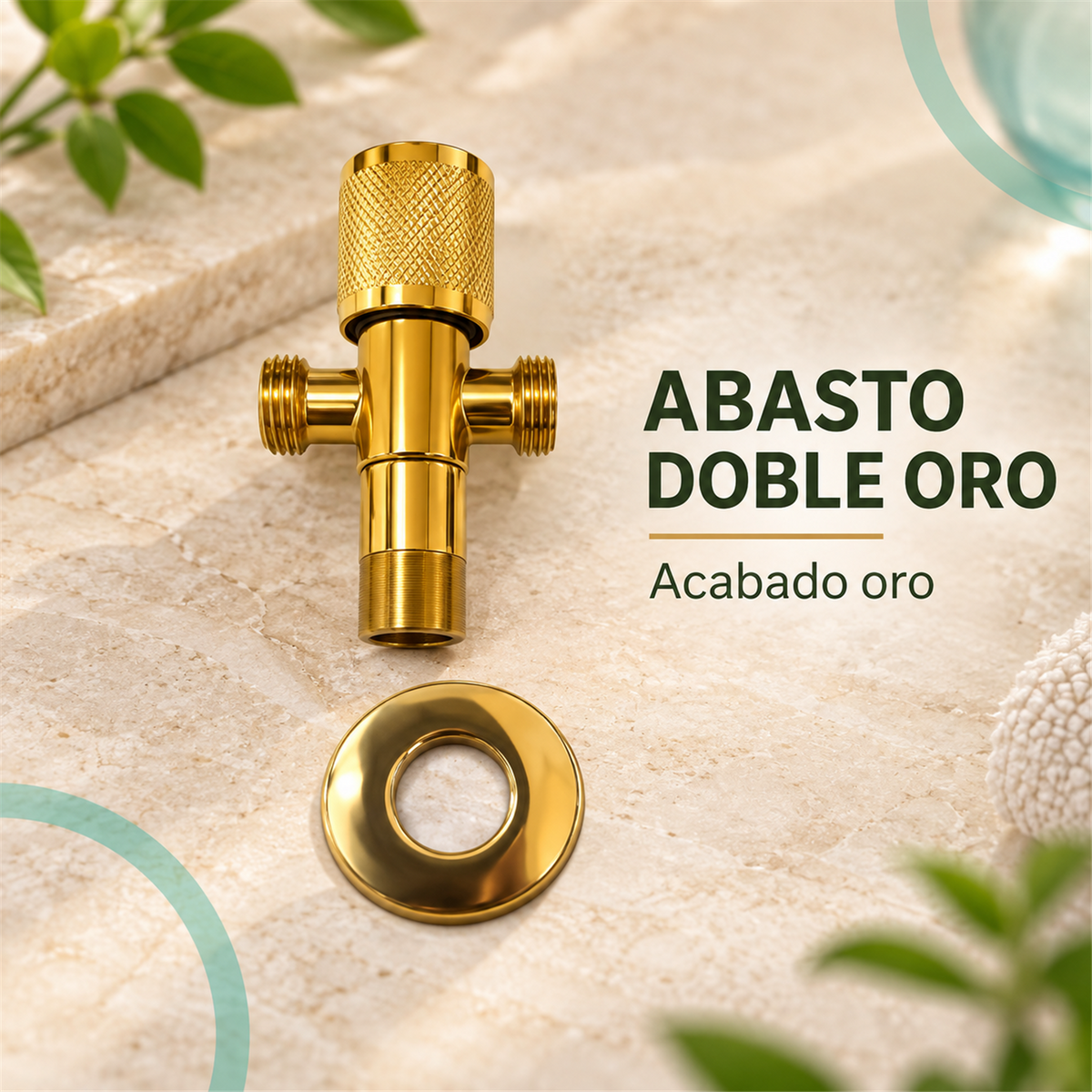 Llave de abasto doble dorado: detalle del producto