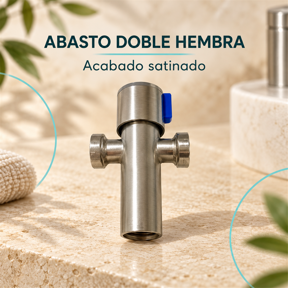 llave de abasto doble con conexión hembra satinado: detalle del producto