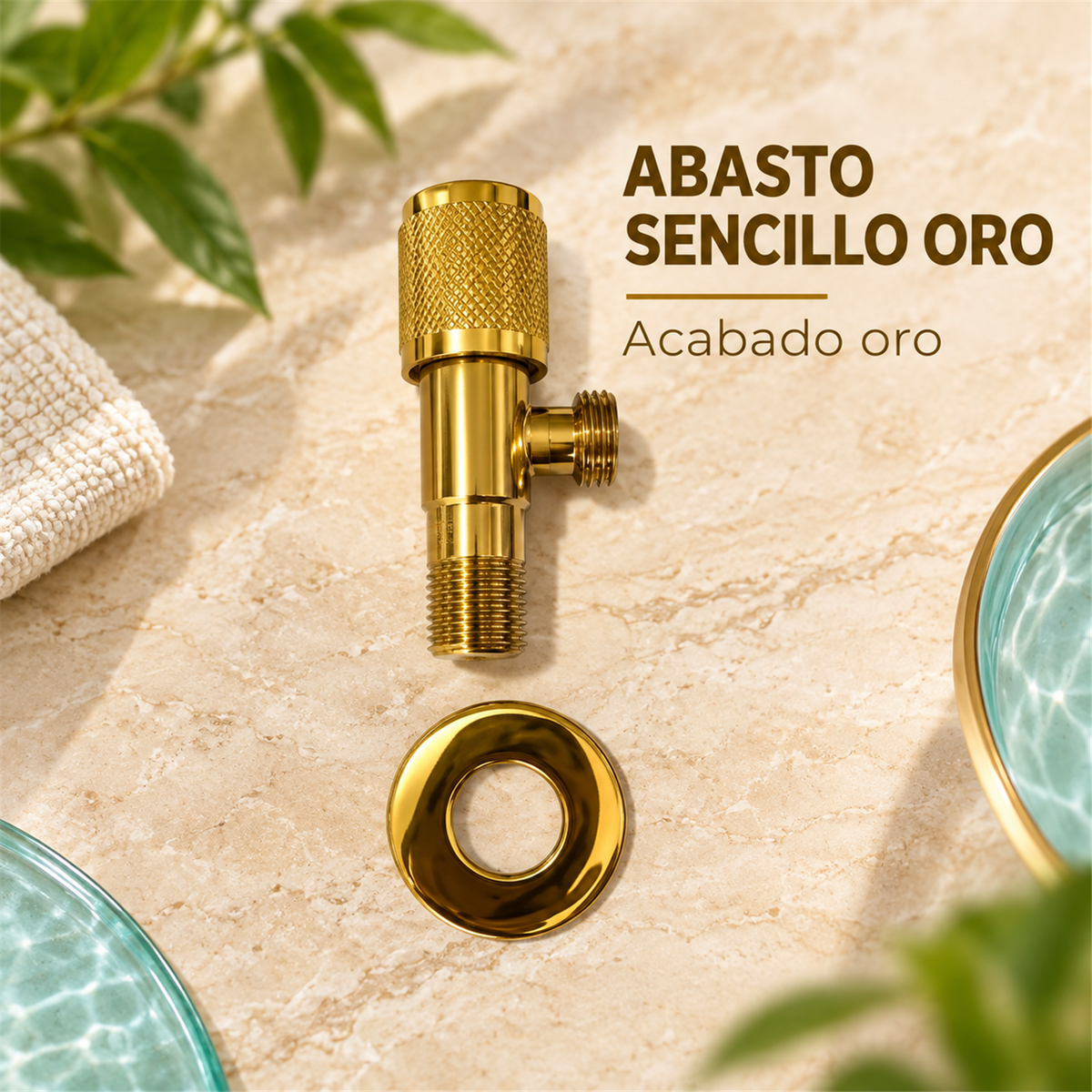 Llave de abasto sencilla dorado: detalle del producto