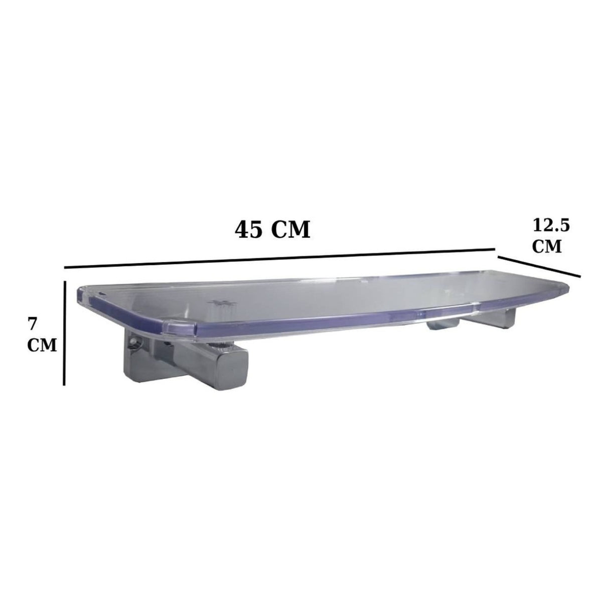 Repisa Acrilica Rectangular Con Resistencia 9 Kg 45 x 12.5 cm