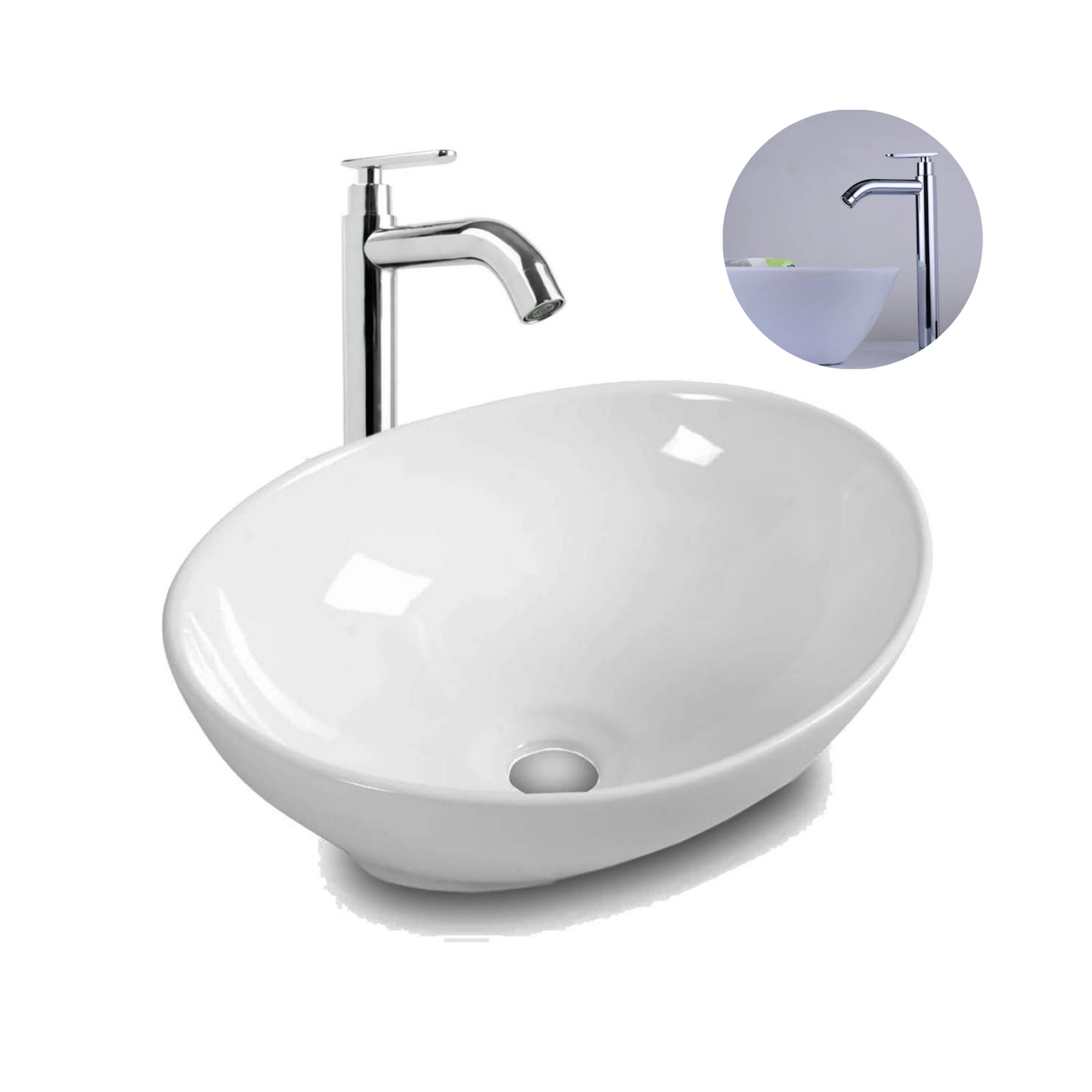 Kit Lavamanos Canoa, Griferia Agua Fría Brillante Y Desagüe