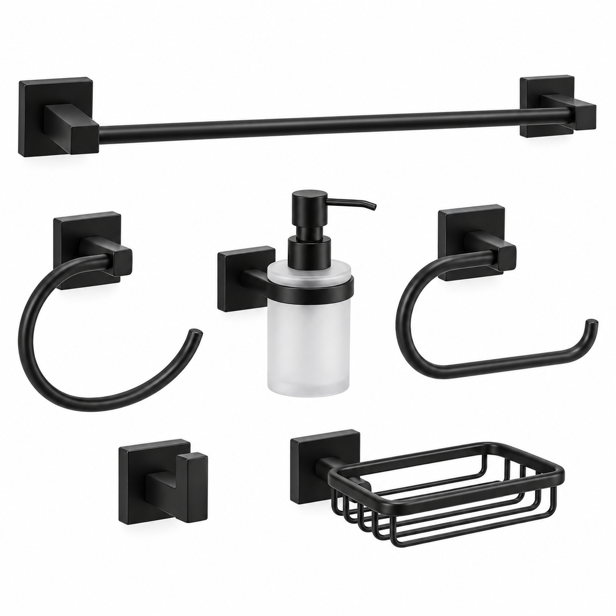 Juego De Accesorios De Baño Palace Negro 6 Piezas Baru - producto